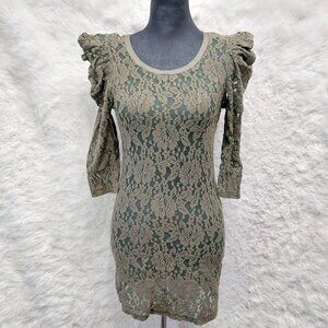 Drys Women's Green Lace 3/4 Sleeves Dress Size S